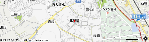 愛知県知多市八幡北屋敷周辺の地図
