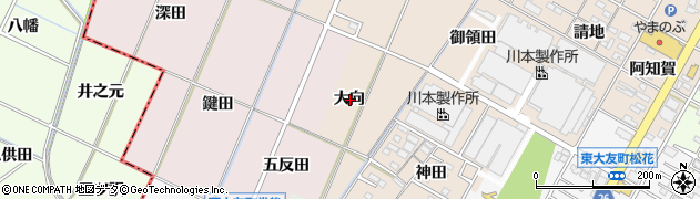 愛知県岡崎市橋目町大向周辺の地図