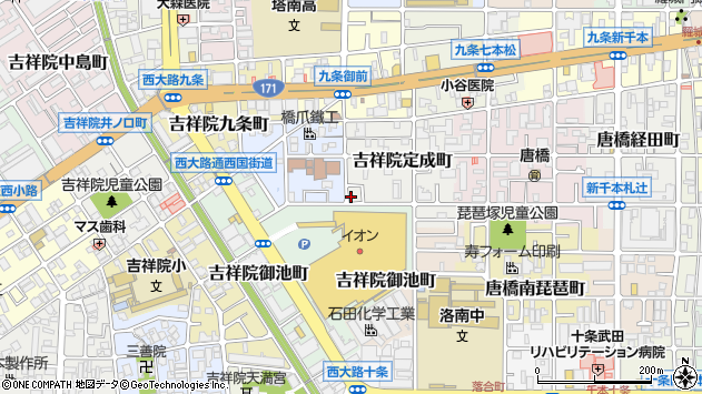 〒601-8322 京都府京都市南区吉祥院定成町の地図