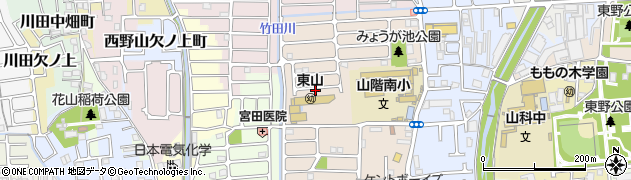 京都府京都市山科区東野八代周辺の地図