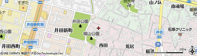 愛知県岡崎市井田町（城山）周辺の地図