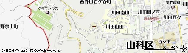 京都府京都市山科区西野山山田周辺の地図