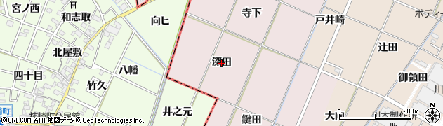 愛知県岡崎市小針町（深田）周辺の地図