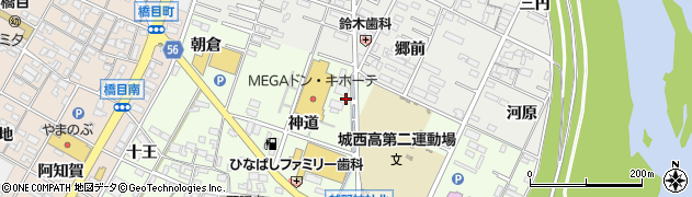 愛知県岡崎市舳越町神道周辺の地図