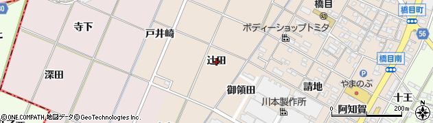 愛知県岡崎市橋目町（辻田）周辺の地図