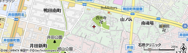 愛知県岡崎市鴨田町（向山）周辺の地図