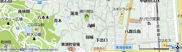 愛知県東浦町（知多郡）緒川（古城）周辺の地図