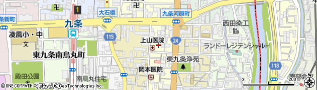 京都府京都市南区東九条東御霊町周辺の地図