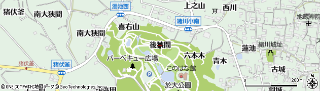 愛知県東浦町（知多郡）緒川（後狭間）周辺の地図