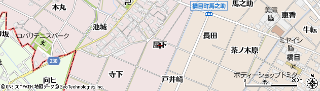 愛知県岡崎市小針町（屋下）周辺の地図