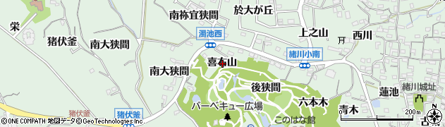 愛知県知多郡東浦町緒川喜右山周辺の地図