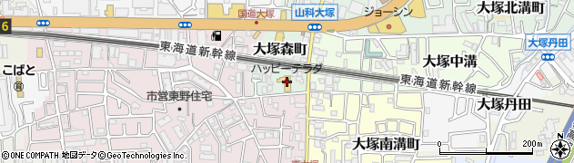 ハッピーテラダ山科大塚店周辺の地図
