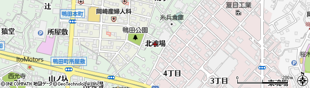 愛知県岡崎市鴨田町（北魂場）周辺の地図