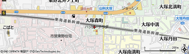京都府京都市山科区大塚森町周辺の地図