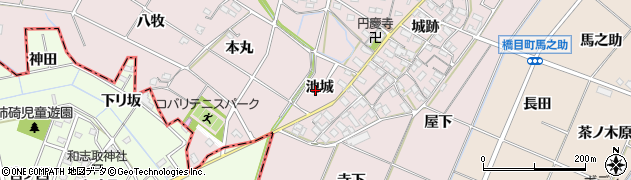 愛知県岡崎市小針町（池城）周辺の地図