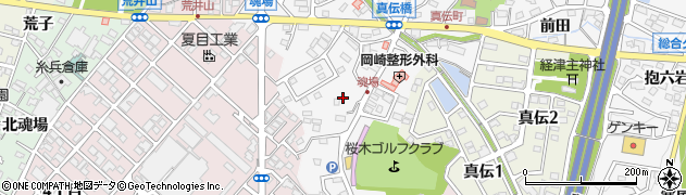 愛知県岡崎市真伝町（魂場）周辺の地図