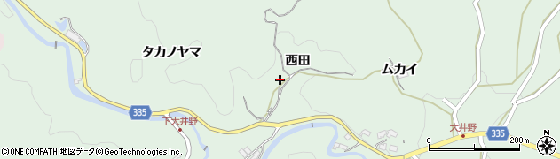 愛知県岡崎市大井野町（西田）周辺の地図