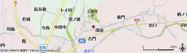 兵庫県川辺郡猪名川町鎌倉古門周辺の地図