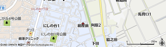 愛知県知多市佐布里（絹屋前）周辺の地図