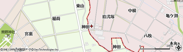 愛知県岡崎市小針町（拾弐塚）周辺の地図