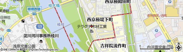 京都府京都市右京区西京極堤下町周辺の地図