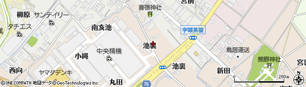 愛知県安城市尾崎町（池裏）周辺の地図