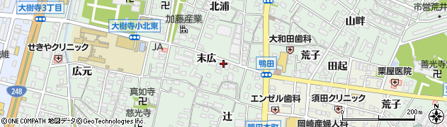 愛知県岡崎市鴨田町（末広）周辺の地図