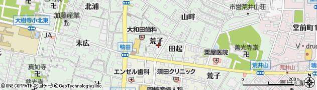 愛知県岡崎市鴨田町荒子周辺の地図