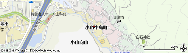 京都府京都市山科区小山中島町周辺の地図