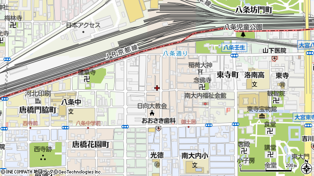 〒601-8477 京都府京都市南区八条源町の地図
