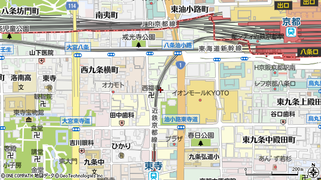 〒601-8416 京都府京都市南区西九条池ノ内町の地図