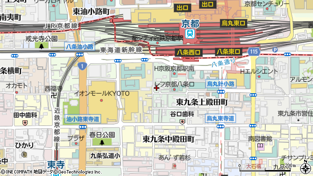 〒601-8001 京都府京都市南区東九条室町の地図