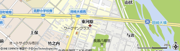 愛知県岡崎市北野町（東河原）周辺の地図