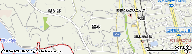 愛知県東海市加木屋町（留木）周辺の地図