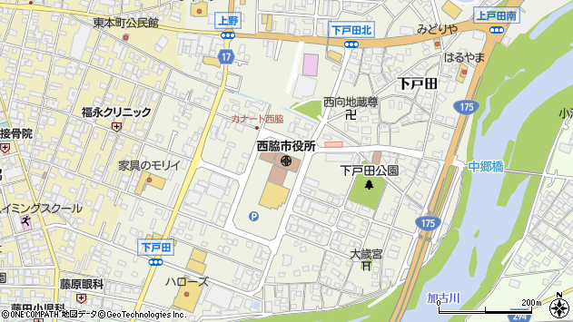 〒677-0000 兵庫県西脇市（以下に掲載がない場合）の地図