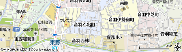 京都府京都市山科区音羽乙出町周辺の地図