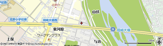 愛知県岡崎市森越町（山伏）周辺の地図