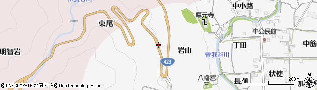 京都府亀岡市曽我部町中（岩山）周辺の地図