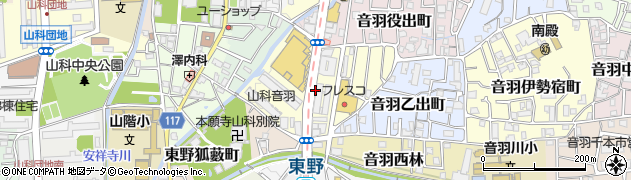 京都府京都市山科区音羽野田町周辺の地図