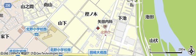 愛知県岡崎市北野町樫ノ木19周辺の地図