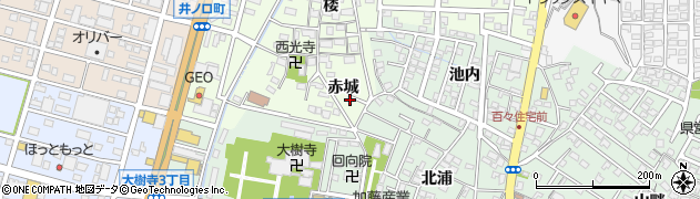愛知県岡崎市井ノ口町（赤城）周辺の地図