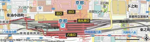 セブンイレブンハートインＪＲ京都駅東口改札内店周辺の地図