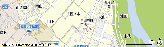 愛知県岡崎市北野町樫ノ木周辺の地図