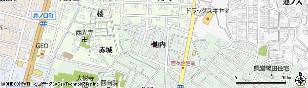 愛知県岡崎市鴨田町（池内）周辺の地図