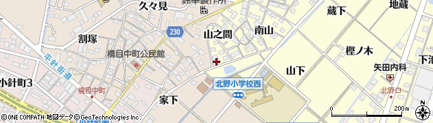 愛知県岡崎市北野町山之間8周辺の地図