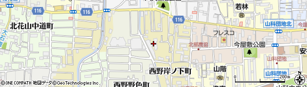 京都府京都市山科区西野岸ノ下町周辺の地図