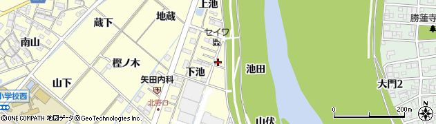 愛知県岡崎市北野町（池田）周辺の地図