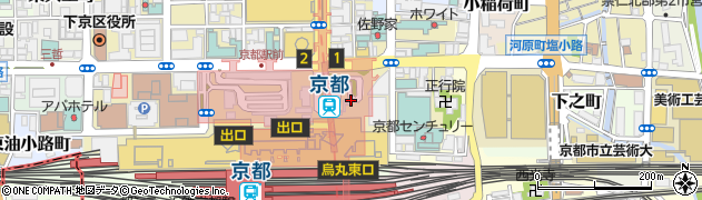 京都市交通局　京都駅前定期券発売所周辺の地図