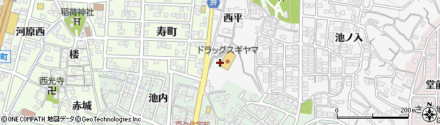 愛知県岡崎市百々町（七社）周辺の地図