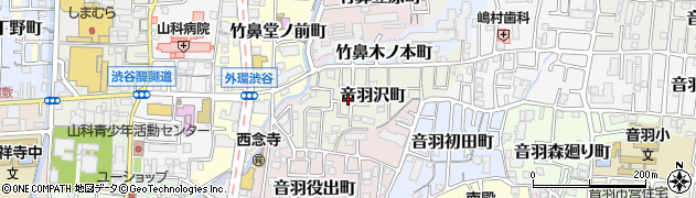 京都府京都市山科区音羽沢町周辺の地図